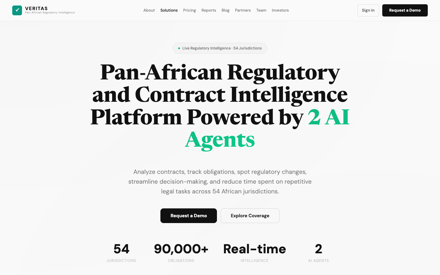 Veritas Legal Intelligence interface
